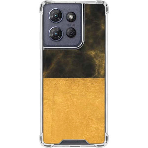 Black and Gold Split Marble Moto G Play 5G (2025) Clear Case